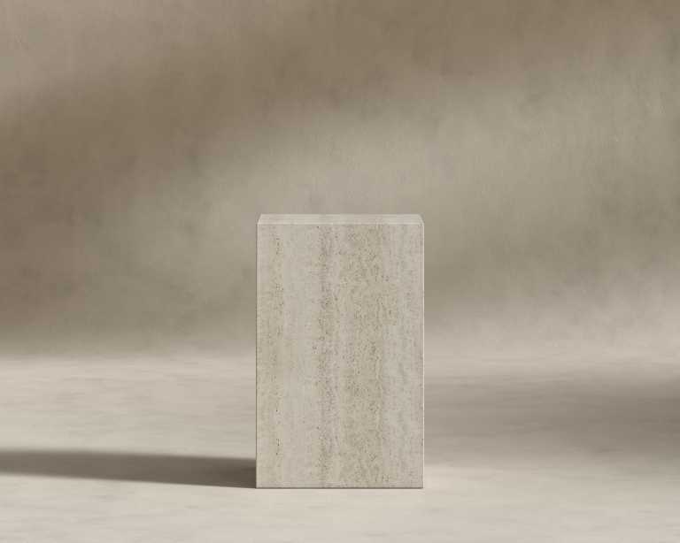 Liza Side Table - White Travertine