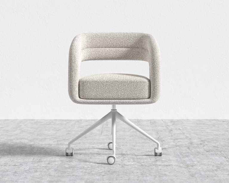 Mia Office Chair - Chatou Boucle - Pearl - White Base
