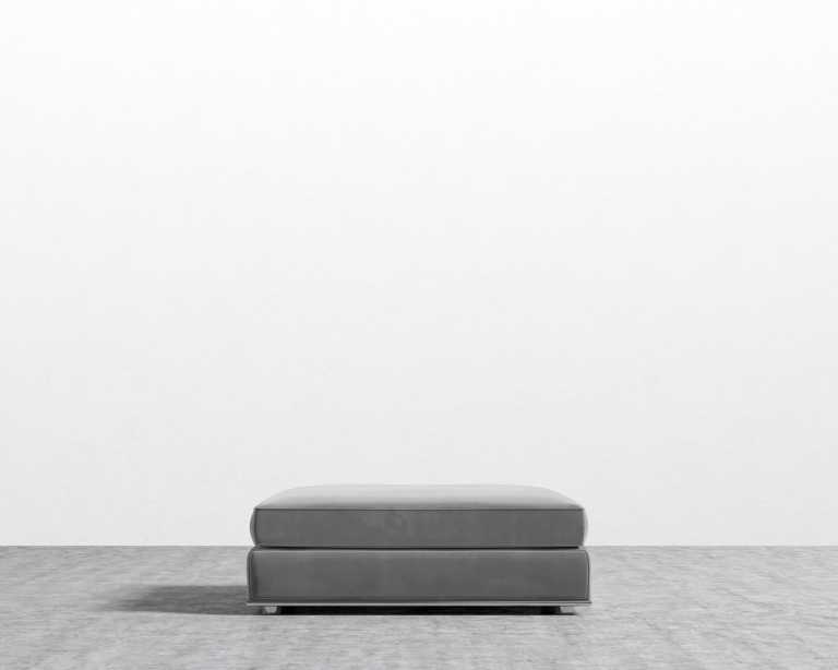 Milo Ottoman - Plush Velvet - Glacier Grey
