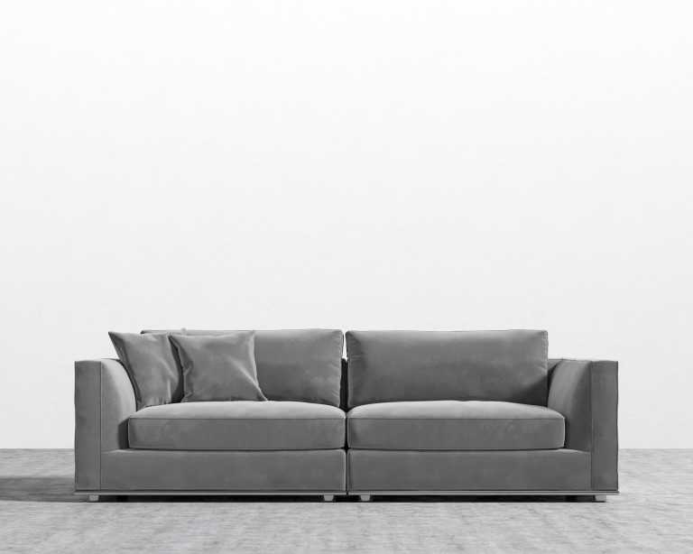 Milo Sofa - Plush Velvet - Glacier Grey