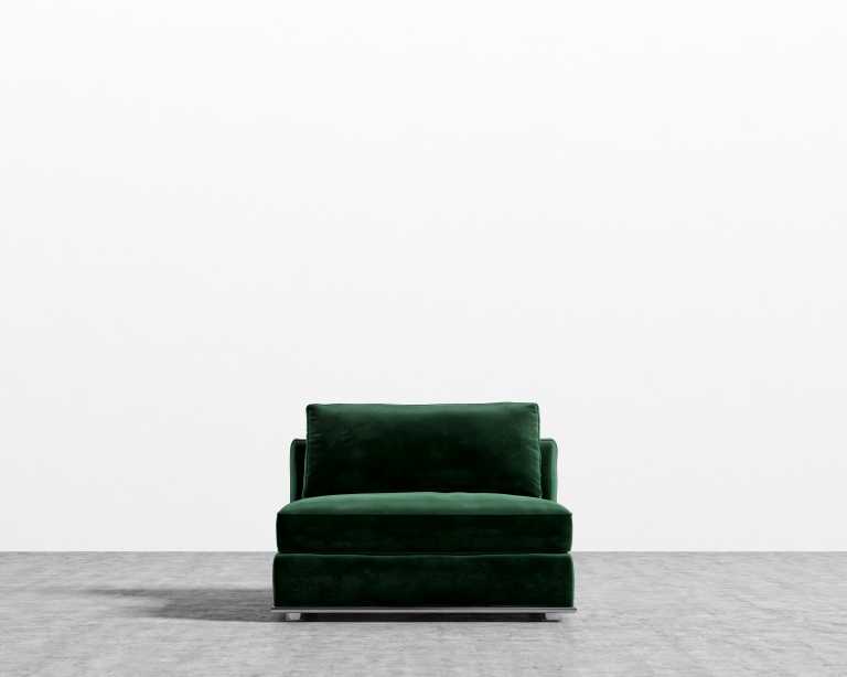 Milo Sectional - Plush Velvet - Moss - Single Armless