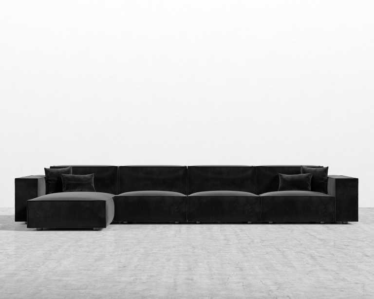 Porter Extended Sectional - Plush Velvet - Black Porter Extended Sectional - Plush Velvet - Black