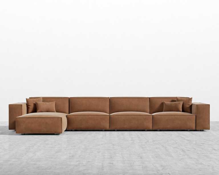 Porter Extended Sectional - Venice Vegan Suede - Cider