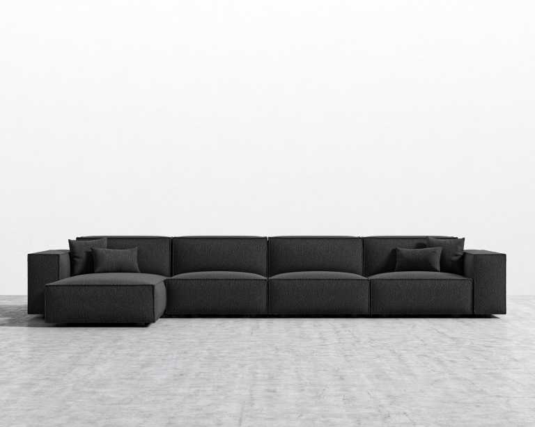 Porter Extended Sectional - Chatou Boucle- Caviar