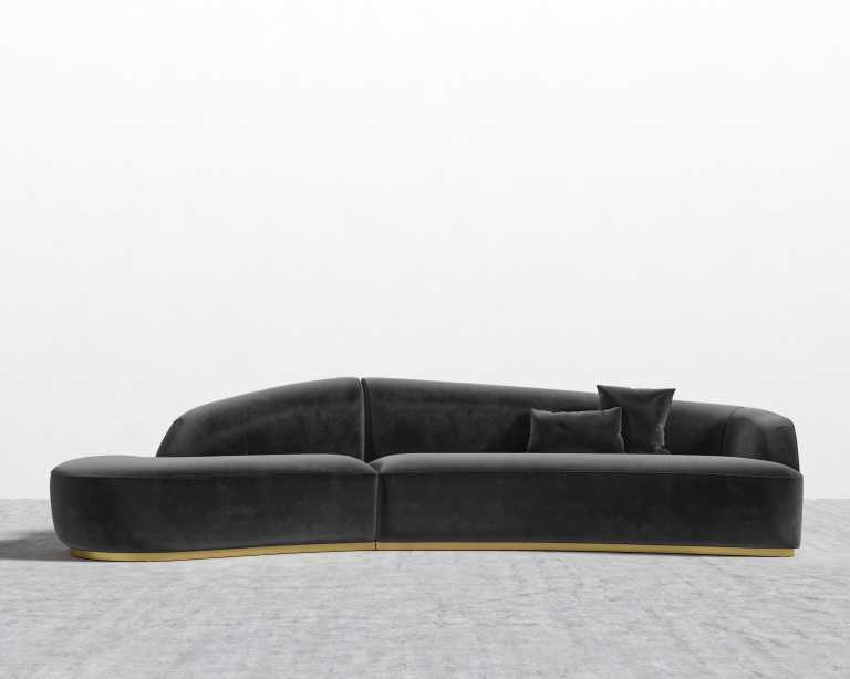 Reya Curved Sectional - Plush Velvet - Black 2022