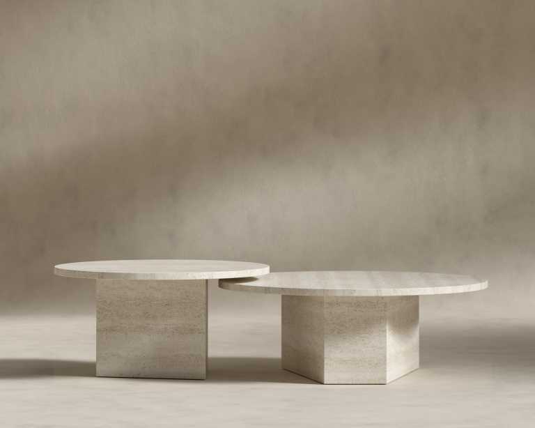 Romlulus Coffee Table - High-Low - White Travertine