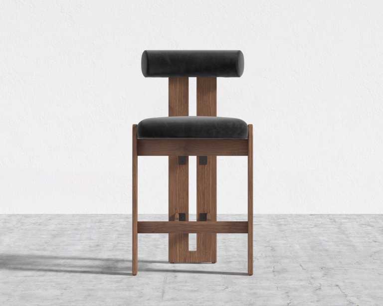 Tola Counter Stool - Plush Velvet - Black
