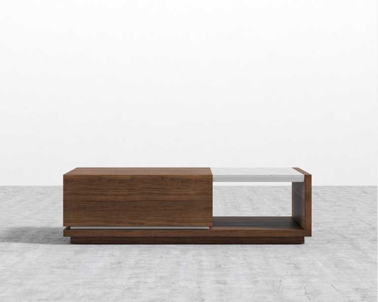 Truman Coffee Table - Walnut Veneer - White Marble
