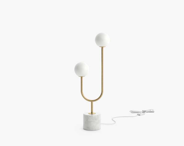 Uma Table Lamp - White Mandalay Marble, Brass Uma Table Lamp - White Mandalay Marble, Brass